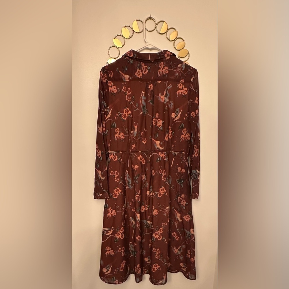 Pink Martini  Midi Dress Burgundy Floral Print Size Medium - Picture 5 of 6